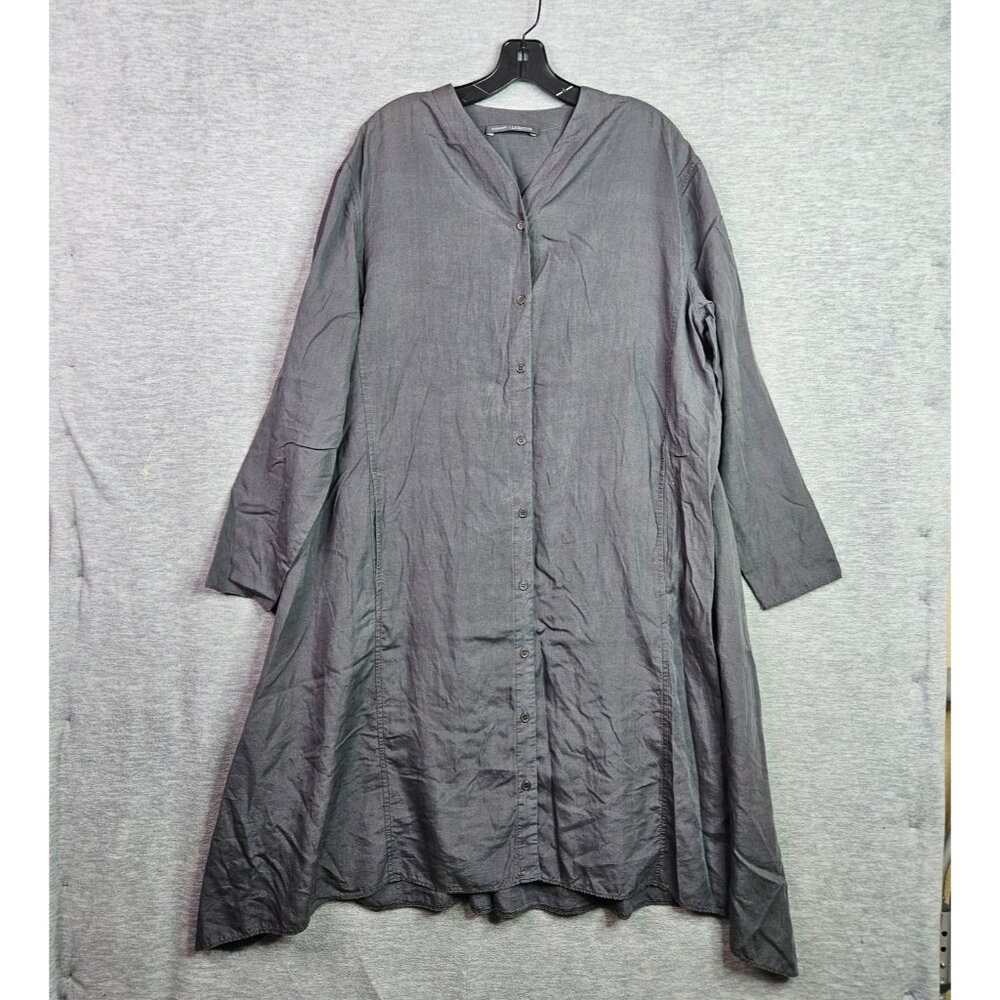 Elemente Clemente Button Up Lagenlook Pleated Back Women's Dress Over Size I S/M